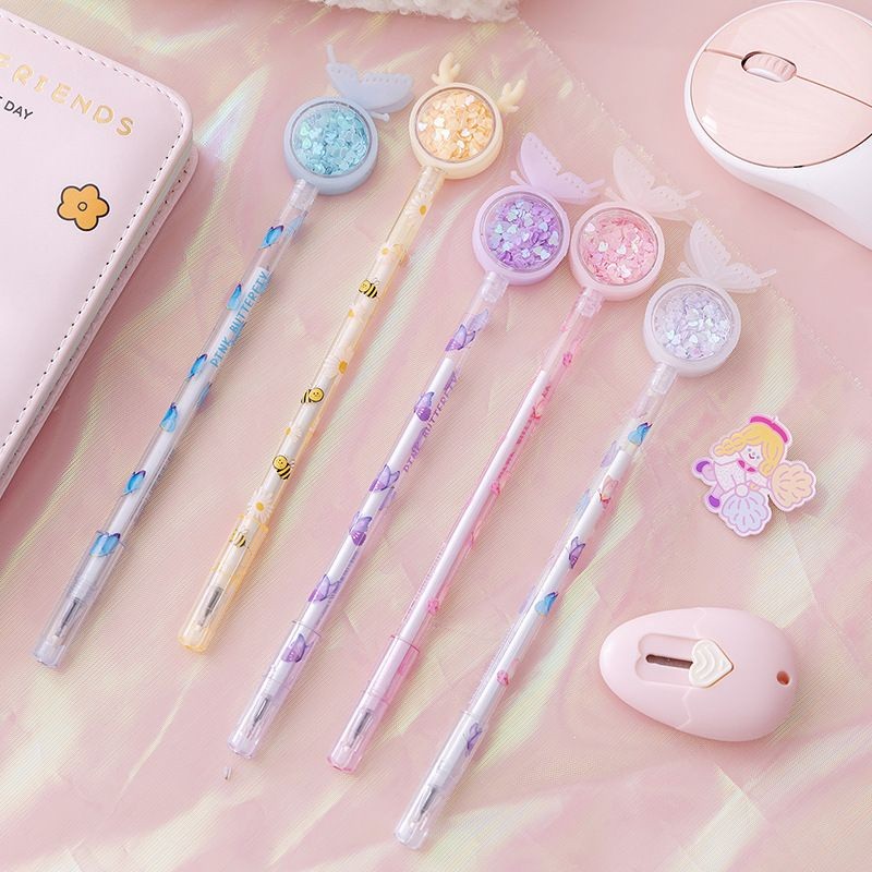 

Pulpen gel lucu/Pen Glitter Gel Tinta Hitam Lucu/Pena gel pola kelinci berkilau lucu/pena gel pola kreatif/0.5