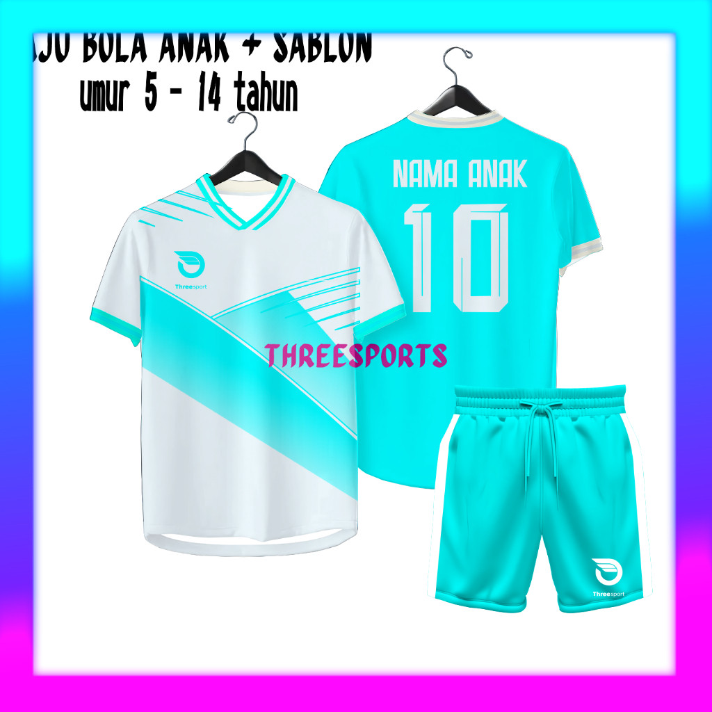 Baju Jersey bola futsal voli badminton GRATIS SABLON nama + nomor Kaos Anak Jersey Anak Custom Nama 