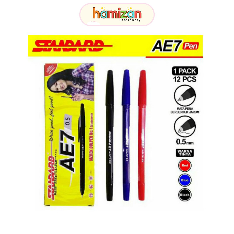

( 12 pcs ) Pulpen Standard Ae7 hitam / merah / biru