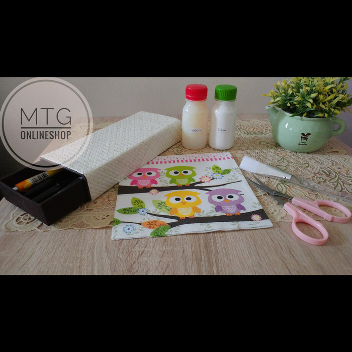 

[New Arrival]Best Paket decoupage tempat pensil, gunting, kuas, lem, varnish, tisu eropa