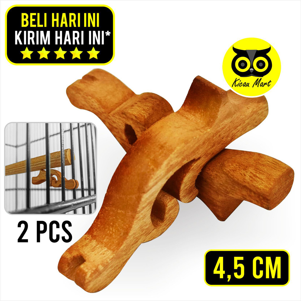 KICAU MART Kayu Penyangga Tangkringan Motif Ukir 1 Set Stand Penyangga Tangkringan Sangkar Kandang B