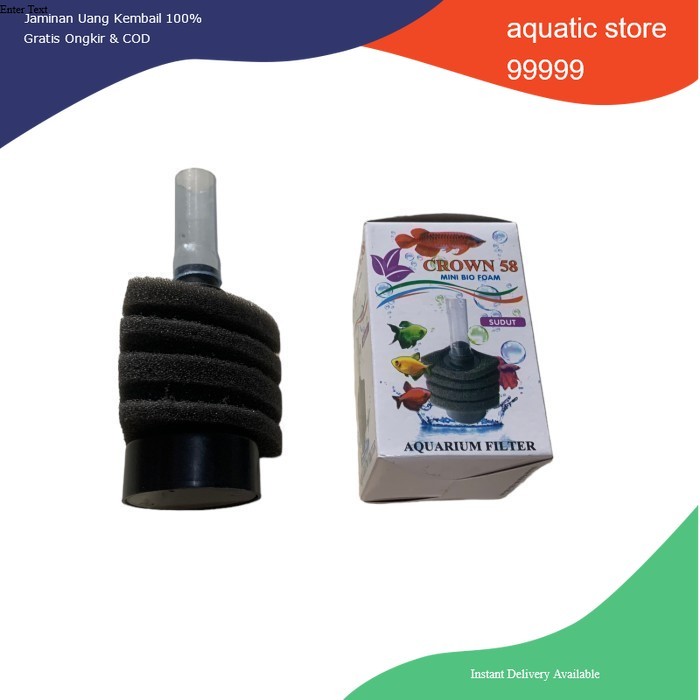 PAKET LENGKAP AERATOR FILTER SPONGE BIOFOAM mini bio foam CROWN 58 SUDUT pojok filter aquarium aquas