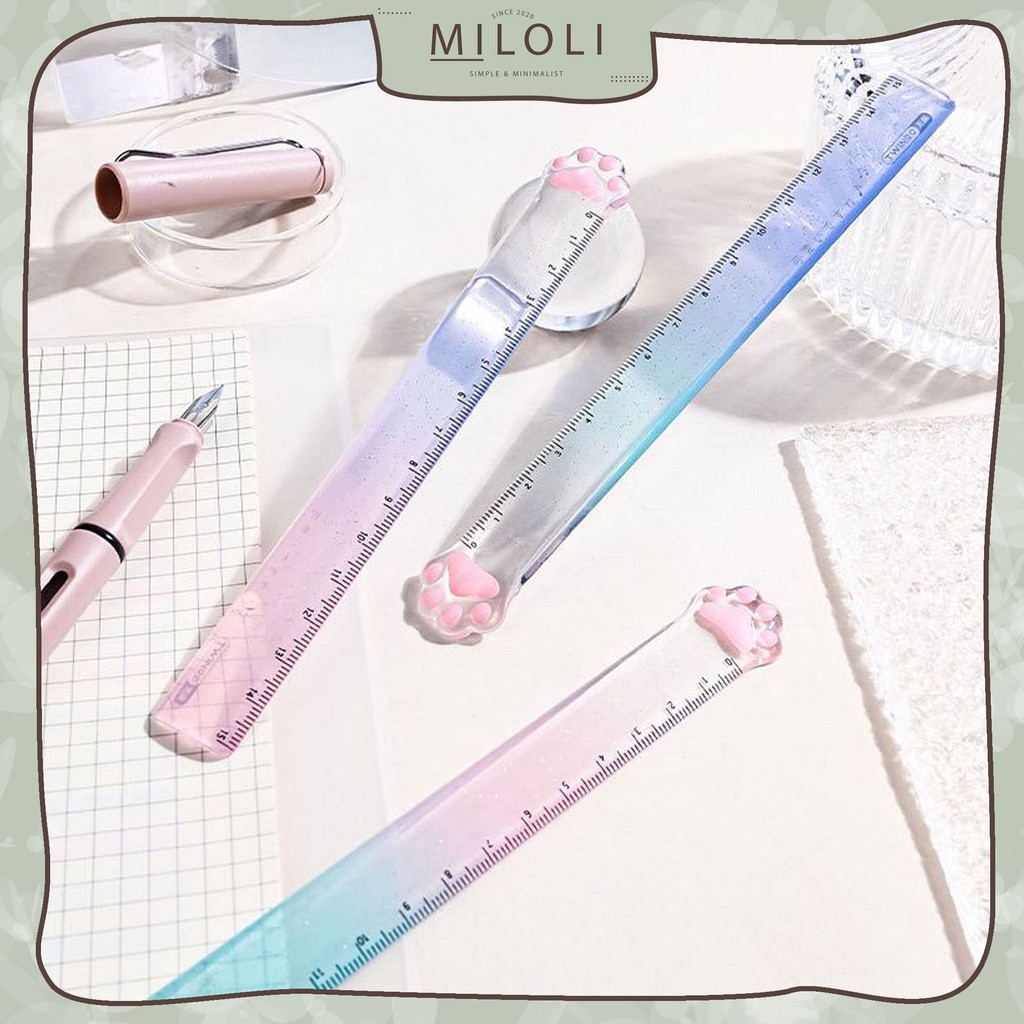 

[MILOLI] 1Pcs TRANSPARANT CAT'S PAW RULER Penggaris 15cm Ruler Lucu - F0301