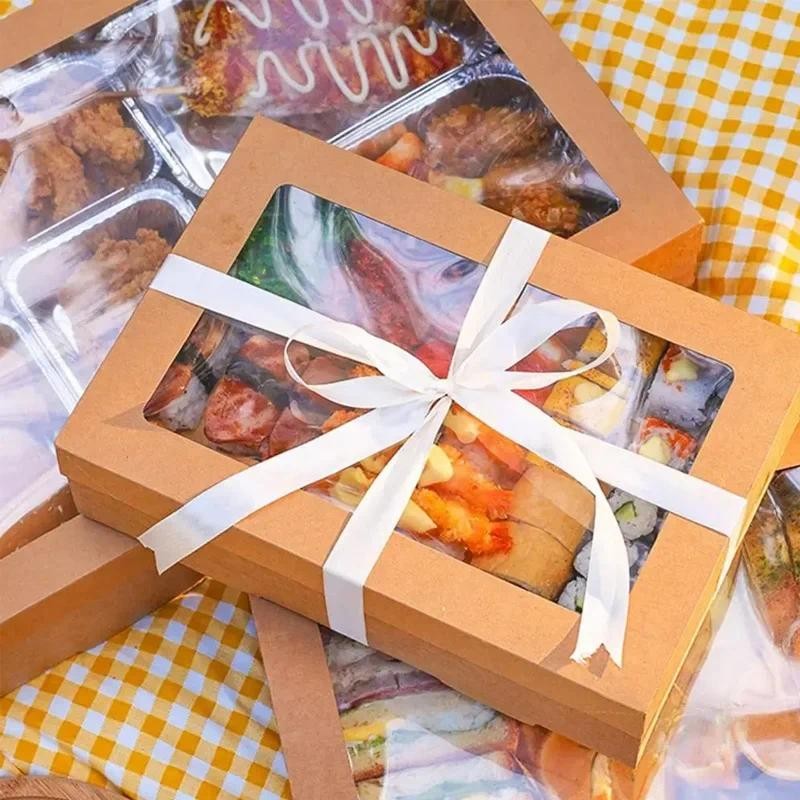 

Kraft Paper Cookie Candy Box With Handle Portable Cupcake Packing Container for Wedding Christmas Gift Packaging Boxes