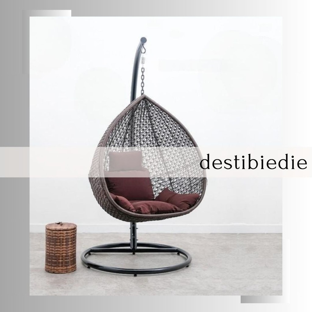 AYUNAN GANTUNG /AYUNAN BULAT/AYUNAN ROTAN SINTETIS/ KURSI SANTAI FULL SET SUDAH TERMASUK BANTAL WARN