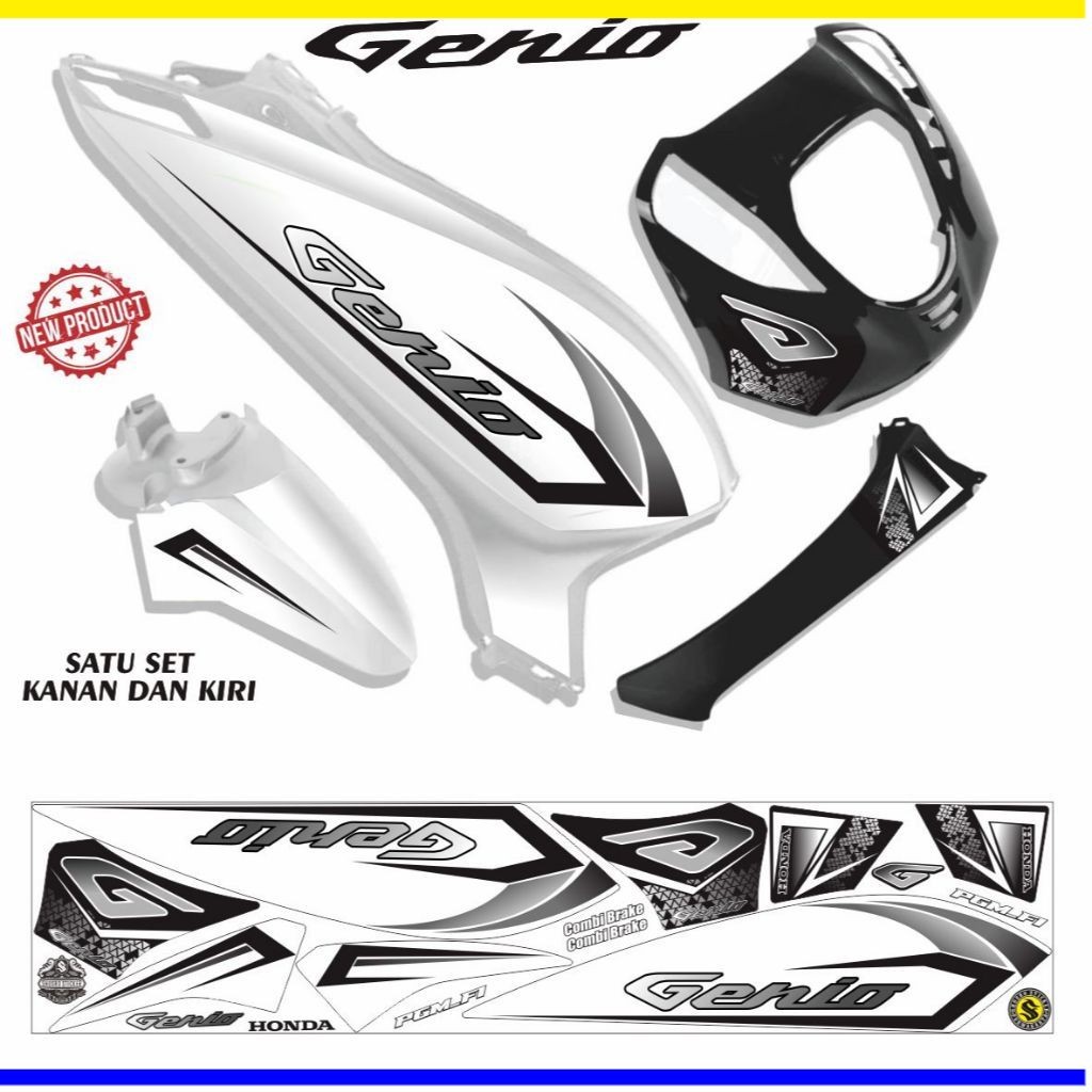 POLET MOTOR STIKER VARIASI STRIPING MOTOR GENIO MOTIF SIMPLE VARIASI LIS GENIO