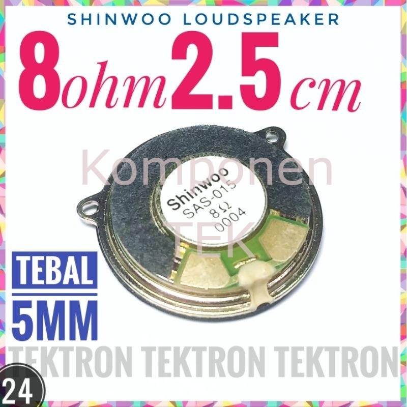 SHINWOO Loudspeaker 8ohm 2.5cm Spaker 25mm 1inch 1inci 2.5 cm 25 mm tebal 5mm notebook mp3 mainan la