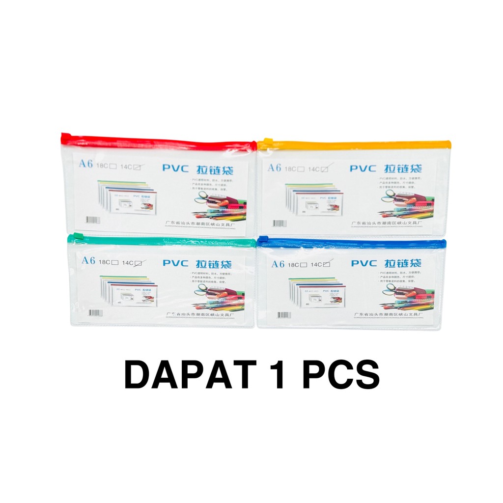 

( StaLand) DOCUMENT BAG PLASTIK PVC A6 TRANSPARAN / Tas Dokumen Map Data Pocket File Tempat Alat Tulis Plastik PVC A6 Transparant
