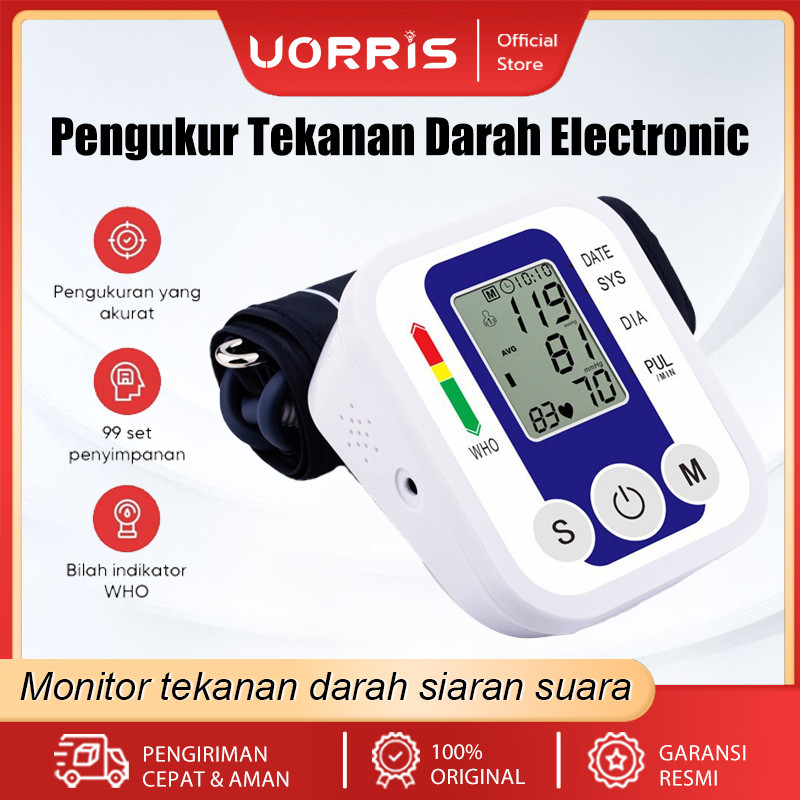 UORRIS Alat Cek Pengukur Tekanan Tensi Darah Digital Tensimeter Blood Pressure Monitor