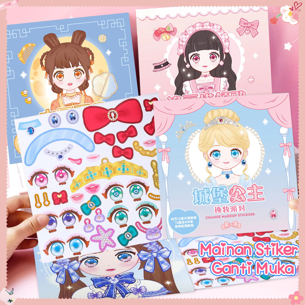 

【PROMO】✨DIY Mainan stiker ganti muka, Stiker ekspresi girl change makeup stiker