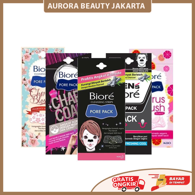 BIORE PORE PACK CLEANSING STRIPS PLESTER AMPUH PENGANGKAT KOMEDO PADA HITUNG AURORA BEAUTY JAKARTA