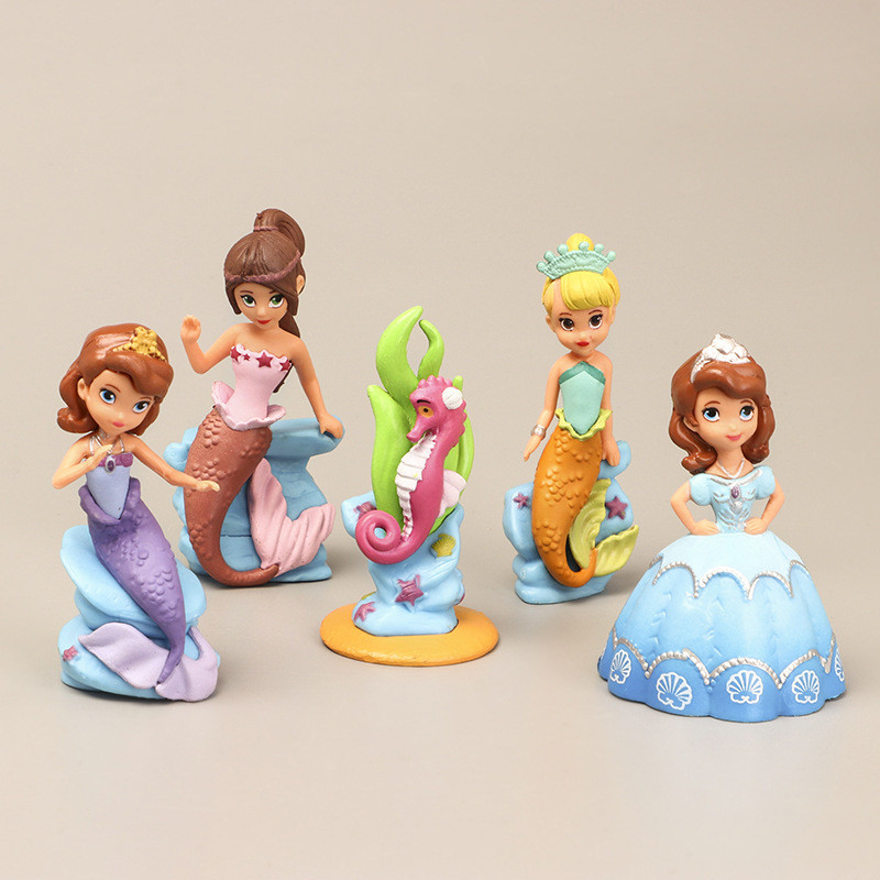 5Pcs/Set Sofia The First Figure Toy Princess Sofia Mermaid Sea Horse Beauty Model Dolls Gift for Chi