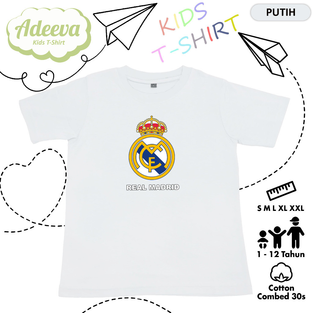 Kaos Real Madrid Anak Usia 1- 12 Tahun Baju Bola Real Madrid Anak