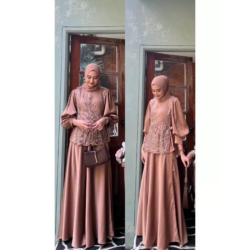 DRESS SILK TILE PREMIUM MEWAH MELLY BUSUI GAMIS KONDANGAN GAUN PESTA DRESS LEBARAN BRIDESMAID MUSLIM