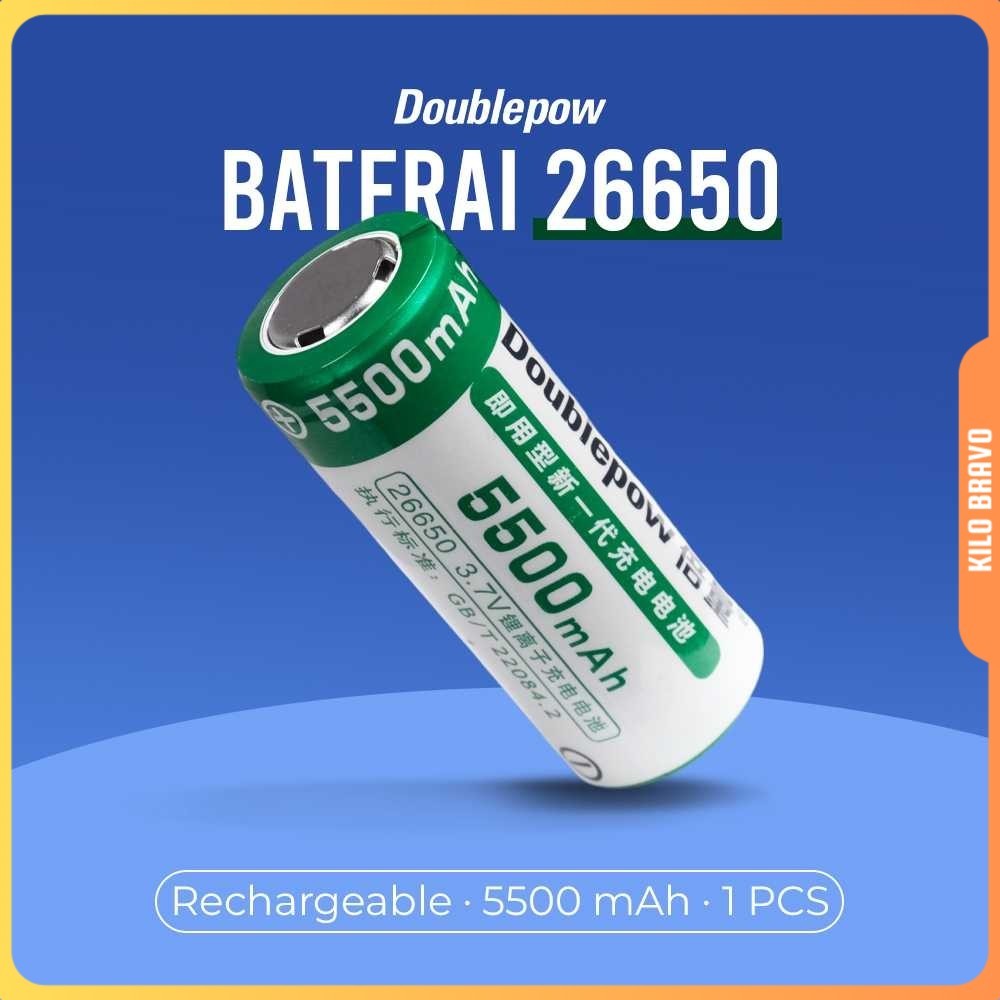Doublepow Baterai Rechargeable 26650 Li-Ion 3.7V 5500mAh 1 PCS