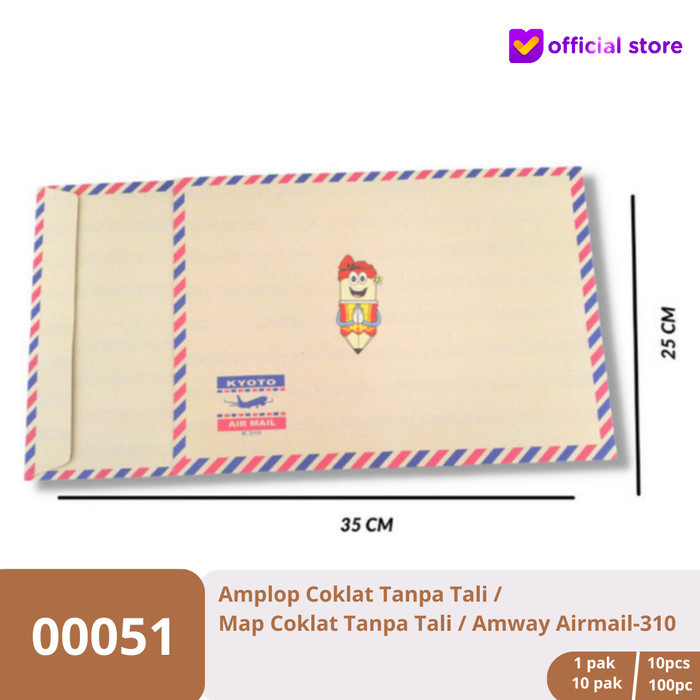 

Amplop Coklat Tanpa Tali / Map Coklat Tanpa Tali / Amway Airmail-310