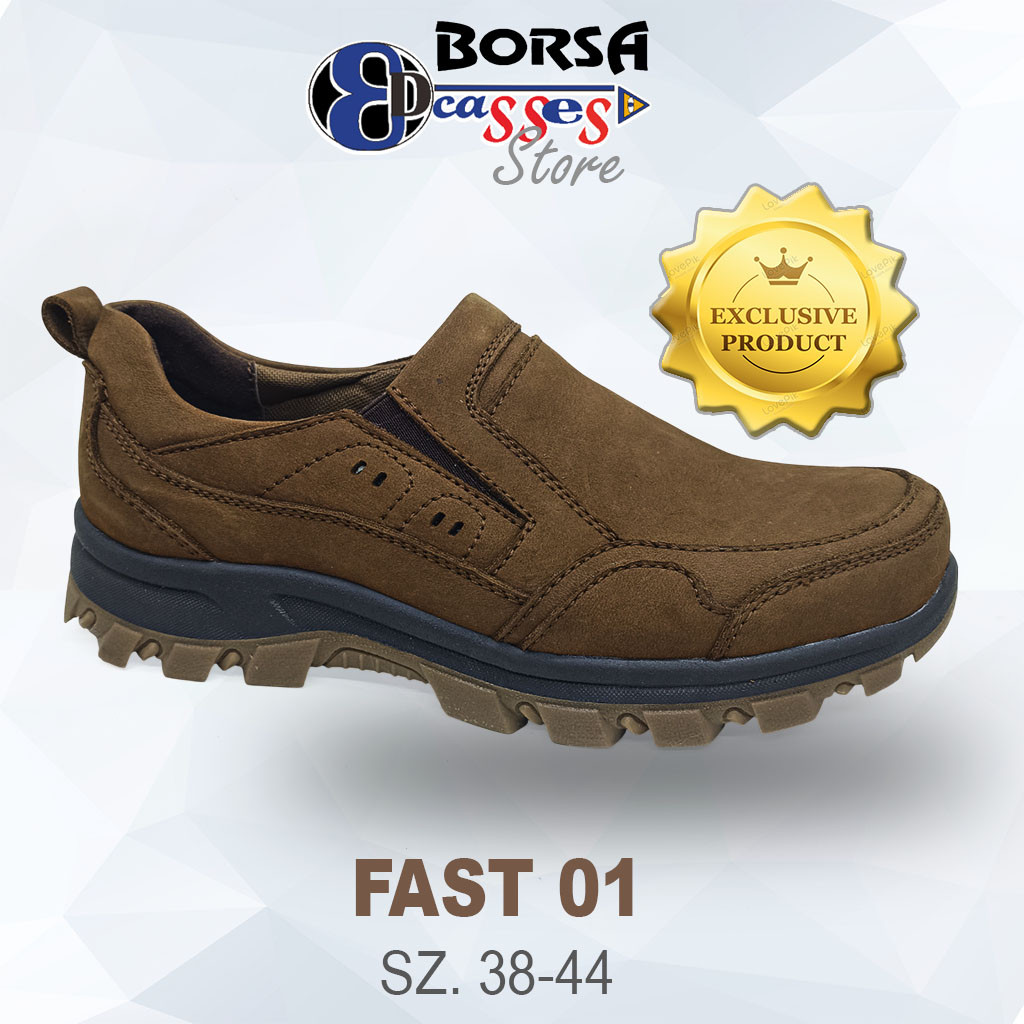 SEPATU KULIT BORSA FAST 01 - ORIGINAL SEPATU KULIT ASLI PRIA DEWASA SLIP ON BORSA ORIGINAL