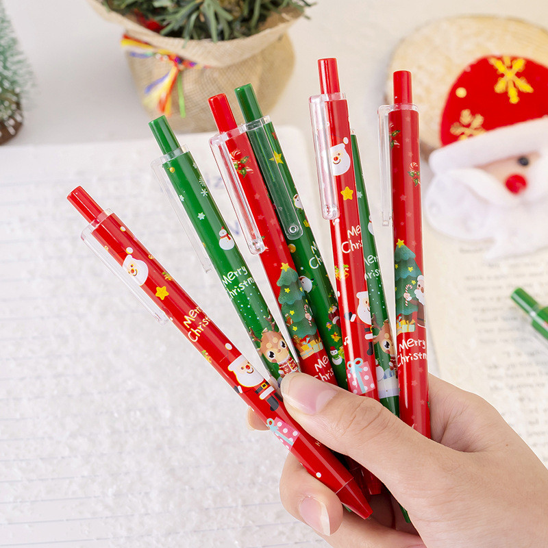 

12pcs Children Cartoon Christmas Series Press 0.5mm Gel Pen Student School Office Stationery Kids Reward Gifts