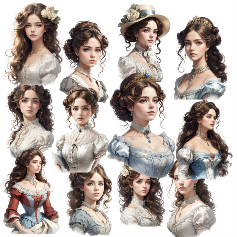 

Stickers Watercolor Victoria White Skirt Girl Stickers DIY Scrapbook Diary Project Decoration Vintage Scrapbooking Stationary