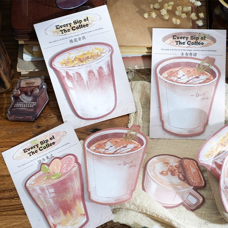 

30 Pcs/pack Coffee Cup Sticky Notepads Sticky Notes for Coffee Lover Funny Self Memo Pads Office School Student Kids Gift
