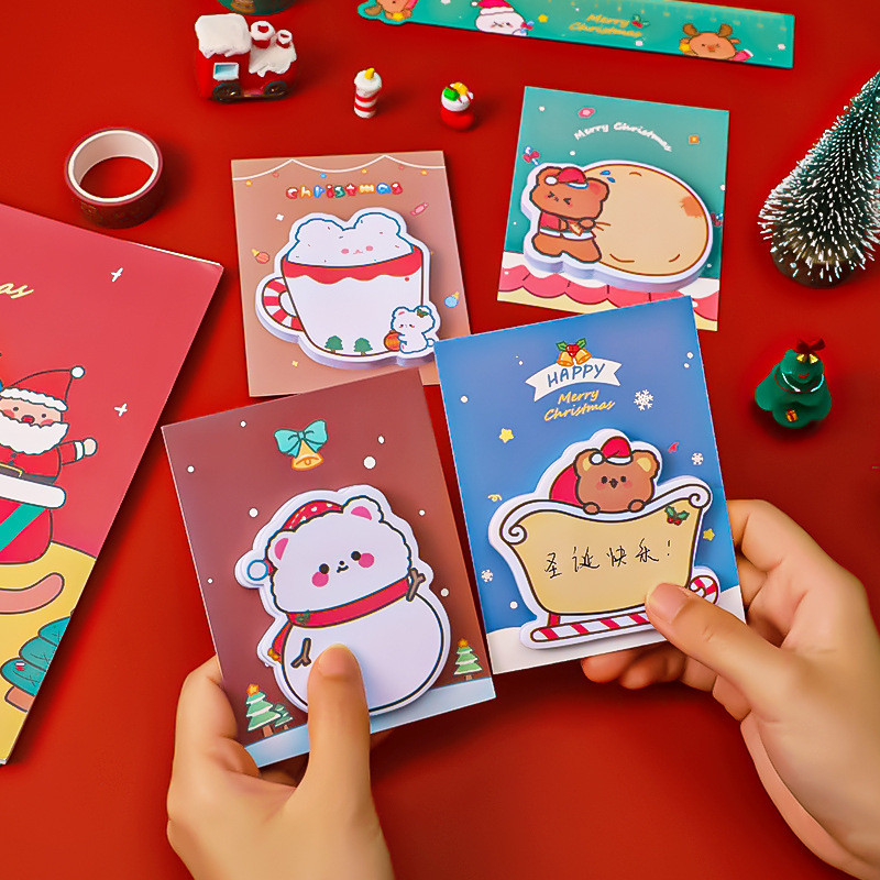 

1 Piece Lytwtw's Adhesive Kawaii Christmas Sticky Notes Notepad Memo Pad Office School Supplies Stationery Sticker