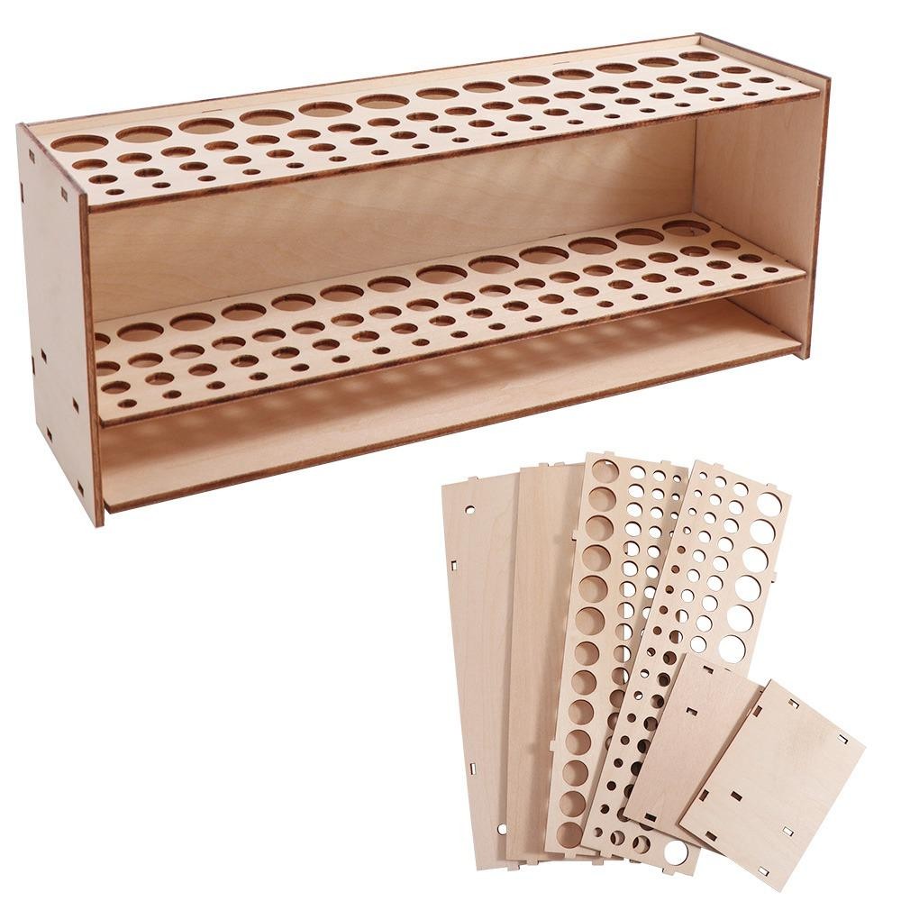 

Wooden Frame Paint Brush Holder 67 Holes DIY Watercolor Brush Rack Household Saving Space Desk Organizer Colored Pencils