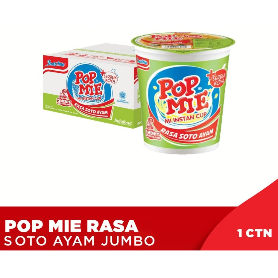 

1 ctn - Pop Mie Rasa Soto Ayam Jumbo indofood