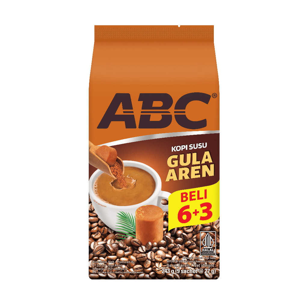 

ABC Kopi Susu Gula Aren Isi 6 + 3 Sachet x 27 gr