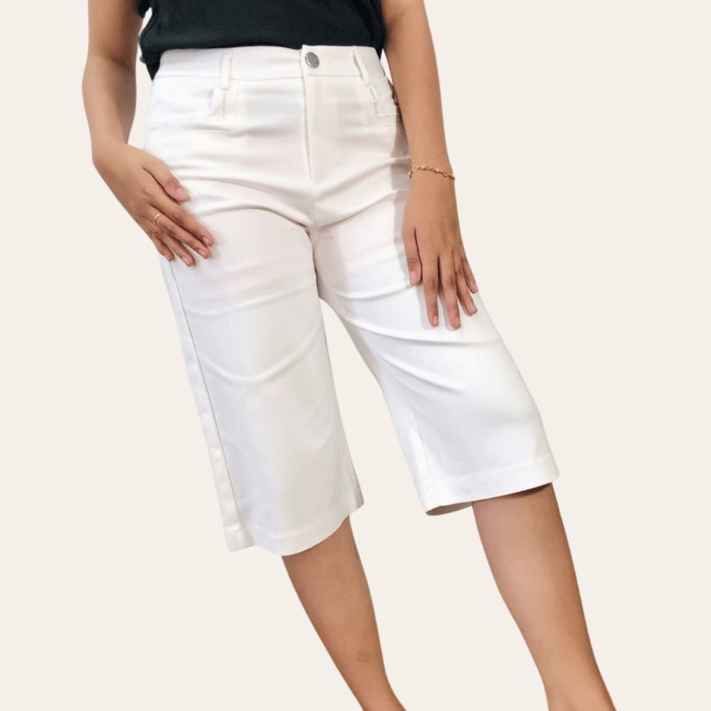 39058/2 | CELANA KULOT KATUN ZARA STRETCH PREMIUM WHITE NAVY BLACK