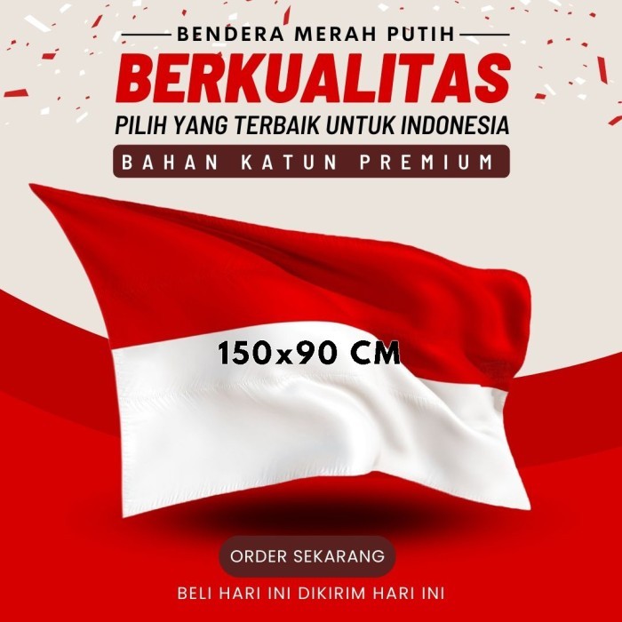 Bendera Indonesia Merah Putih Kain Ukuran 150 x 90 Premium