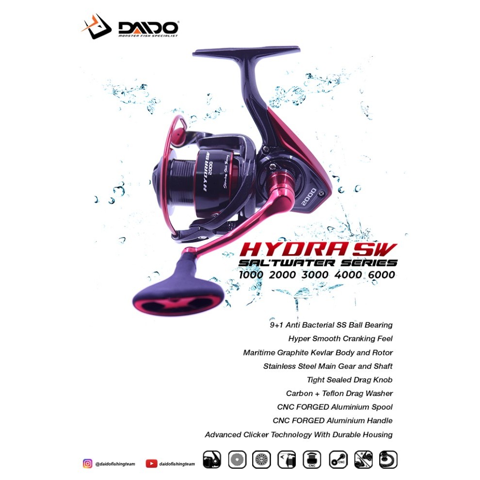 REEL DAIDO HYDRA SPIN SW UKURAN 1000 2000 3000 4000 6000 - HYDRA 1000