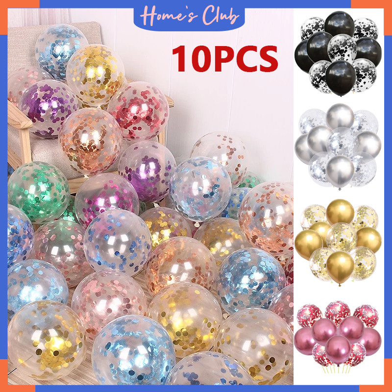 10 Pcs 12 Inci Balon Confetti Emas Perak Biru Metalik / Balon Metalik Chrome