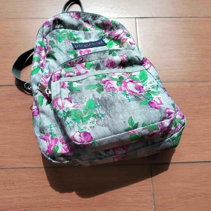 tas Jansport preloved original motif bunga fink  cantik