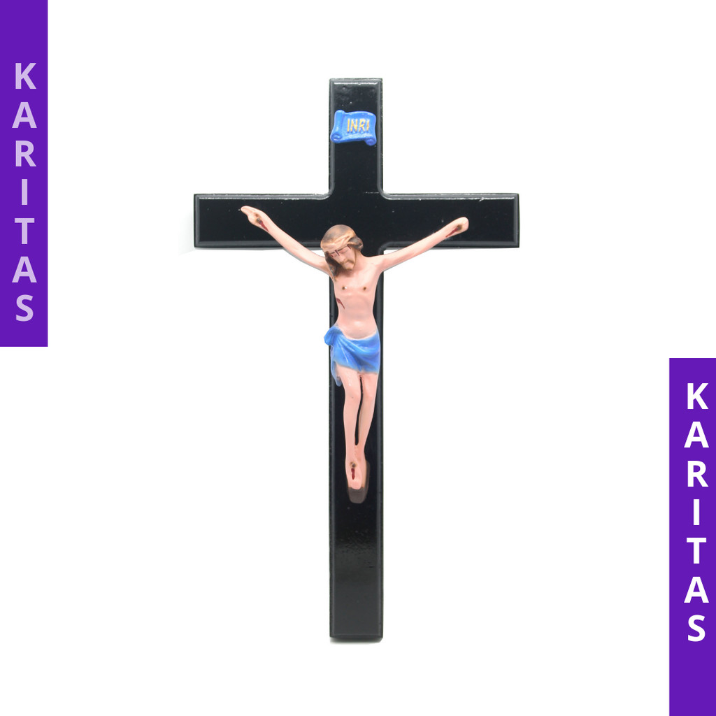 SALIB DINDING 30 CM (HITAM) / SALIB DINDING KATOLIK / SALIB GANTUNG KRISTEN / SALIB KAYU /SALIP