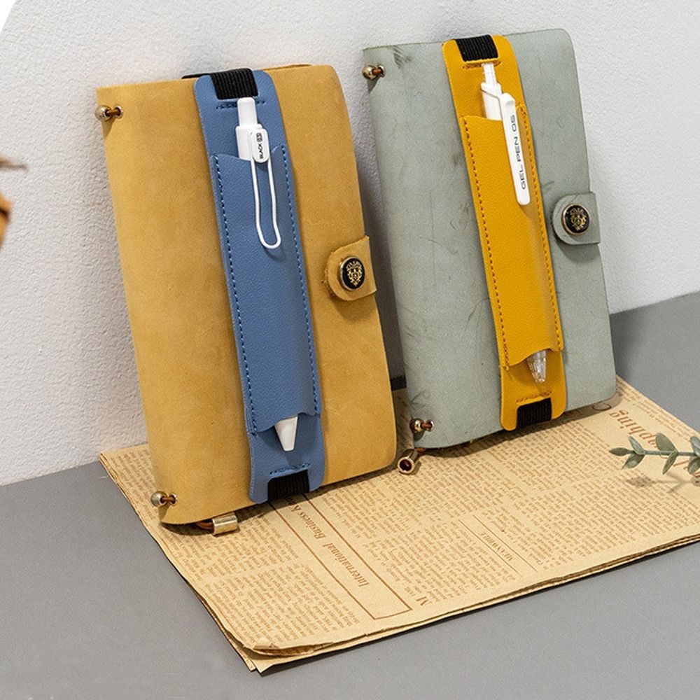 

PU Leather Elastic Buckle Pen Case Pen Sleeve Pouch Portable Notebook Pen Clip Stationery Organizer Bag