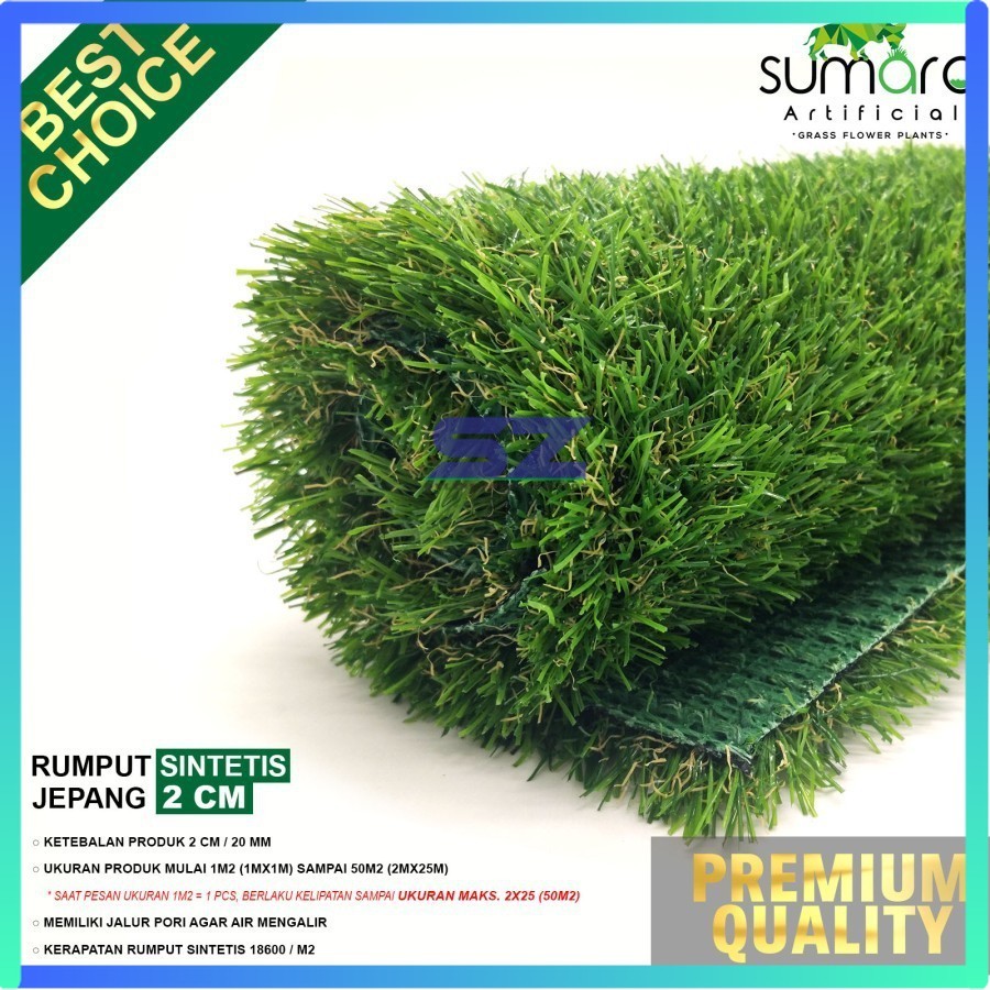 Rumput Sintetis Rumput Plastik Rumput Palsu Jepang 2 cm 1x1m Dekorasi