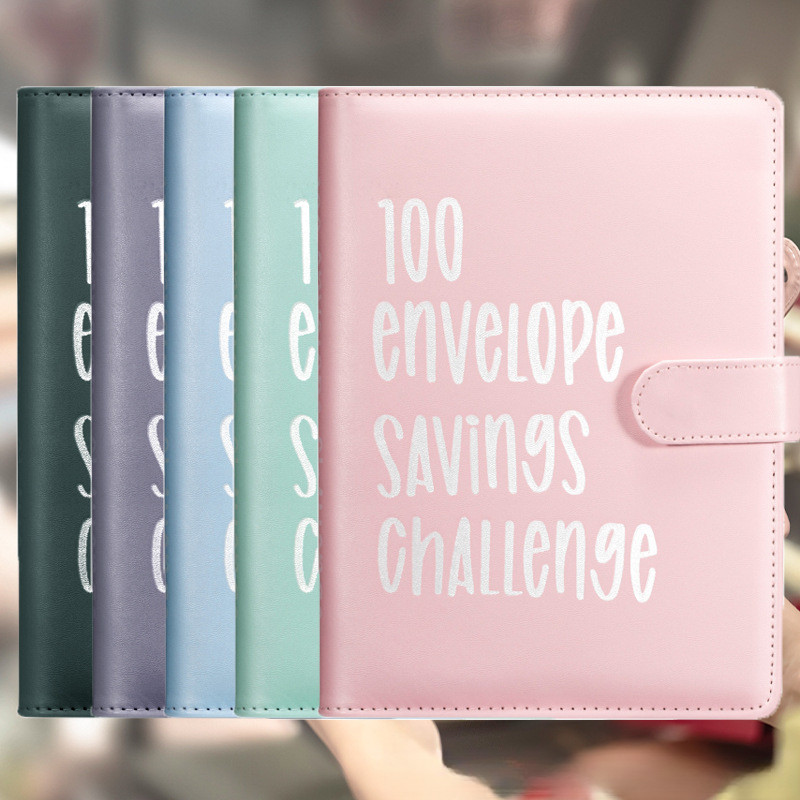 

PU Leather Loose-leaf Journal Notebook 100 Day Couple's Challenge Savings Book Magnetic Buckle Save Money Book Make Money Books