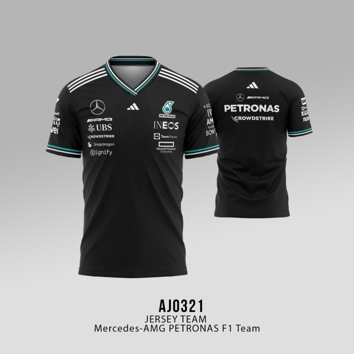 Kaos  Atasan Jersey F1 MERCEDES BENZ AMG PETEONAS 2025