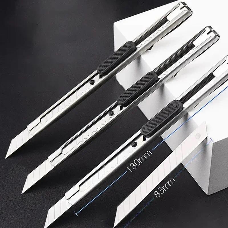 

10/15pcs Utility Knife Stainless Steel Paper Cut Box Cutter Tools Kit Non-Slip Blades Unboxing Knife Handicraft Carving Tools