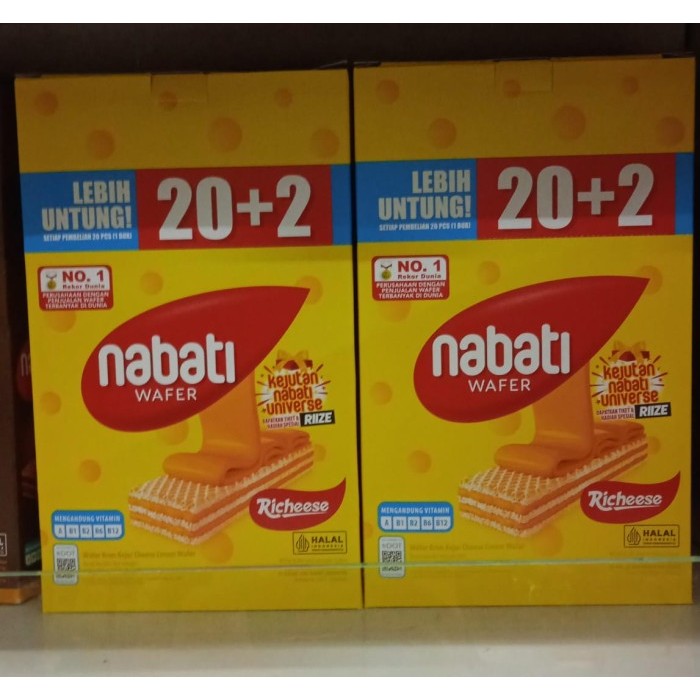 

Nabati Wafer Richeese Keju 20s DIJUAL PERBOX