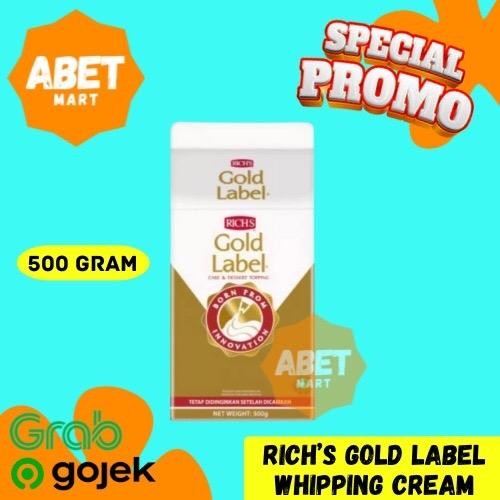 

Rich Gold Whipped Cream 500Gr - 500Gr 1/2kg Richs Rich’s Whip Wip Krim Topping Susu Kue Roti Kopi Cair Liquid Sameday Instan