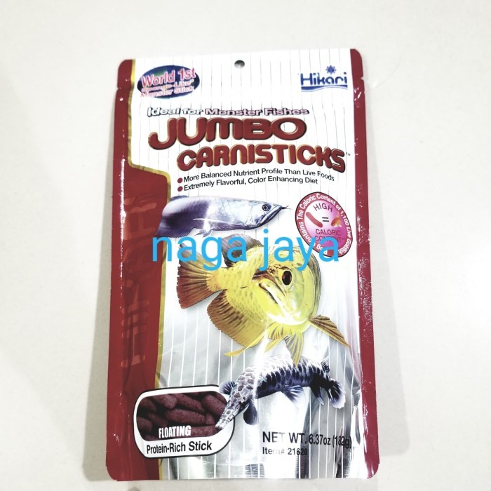 hikari jumbo carnisticks 182 gr original pakan pelet ikan predator