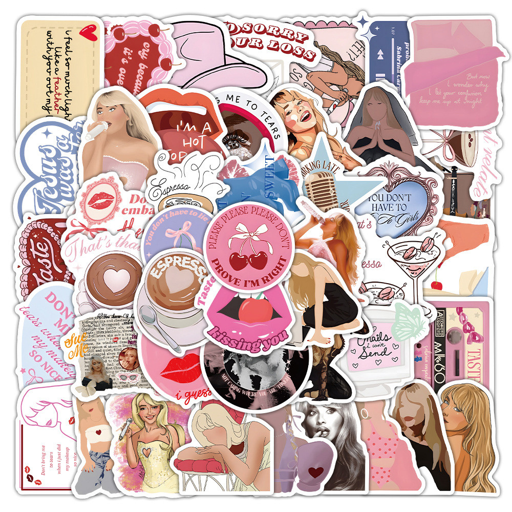 

10/30/50pcs Hot Singer Sabrina Carpenter Stickers Cartoon Decals Laptop Motorcycle Album Luggage Decoration Sticker Kids Toys