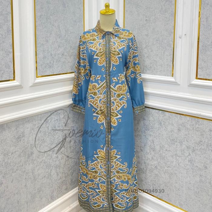 Bless | Gamis Therona Busui Friendly Tali Pinggang Bahan Mat silk Muslim Wanita Dress Syari Motif Si