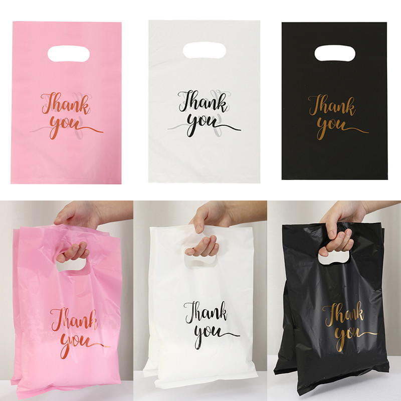 

100pcs Thank You Plastic Gift Bags, Gift Wrapping Supplies Gift Bags Perfect For Thank You Gifts, Party Decor