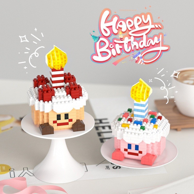 (LED+BOX) 219PCS Mainan Bricks Kue Seri Tahun Mainan Balok Hadiah Ulang Tahun