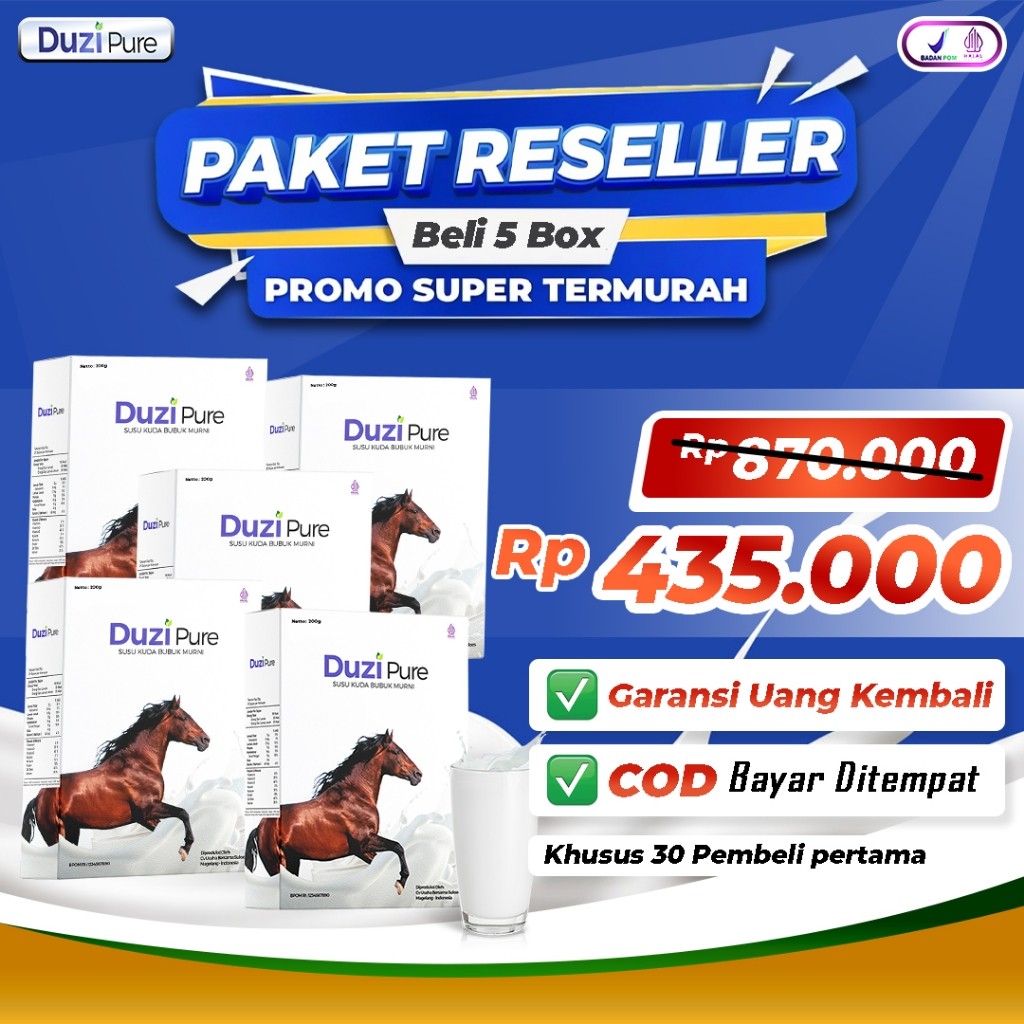 

Duzi Pure 5 Box - Susu Kuda Lombok Cegah Pengapuran Tulang, Nyeri Sendi & Rematik 100% Original