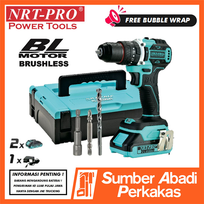 NRT-PRO DC740 HD Mesin Bor Cordless Drill 10MM Baterai Batre Tangan Beton Impact Tembok Charger Cas 