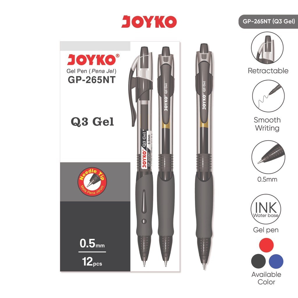 

JOYKO PULPEN GEL 1 PACK GP-265NT Q3 GEL 0.5MM ISI 12 PCS