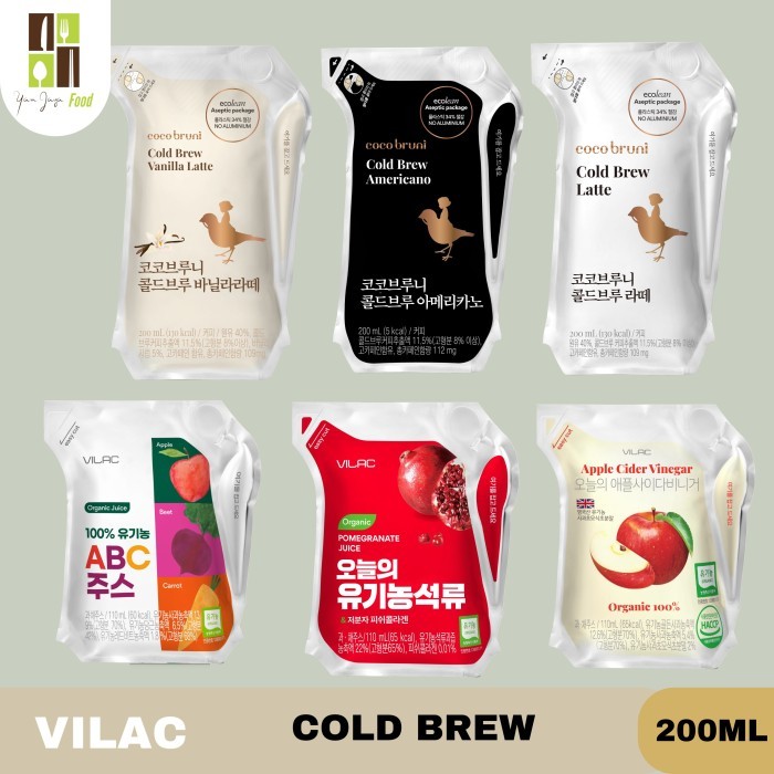

Vilac Coco Bruni Cold Brew 200ml / Coffee Latte / Vanilla Latte / Coffe Americano / Organic ABC Juice / Pomegranate Juice / Apple Cider Vinegar / Minuman Import Korea / Ice Drink Pouch / Juice